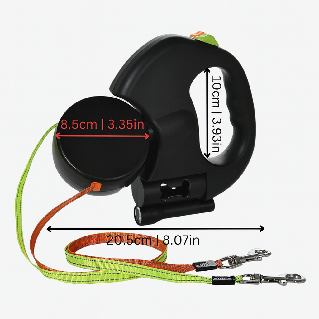 Davy | Dual Retractable Dog Leash with 360 Swivel