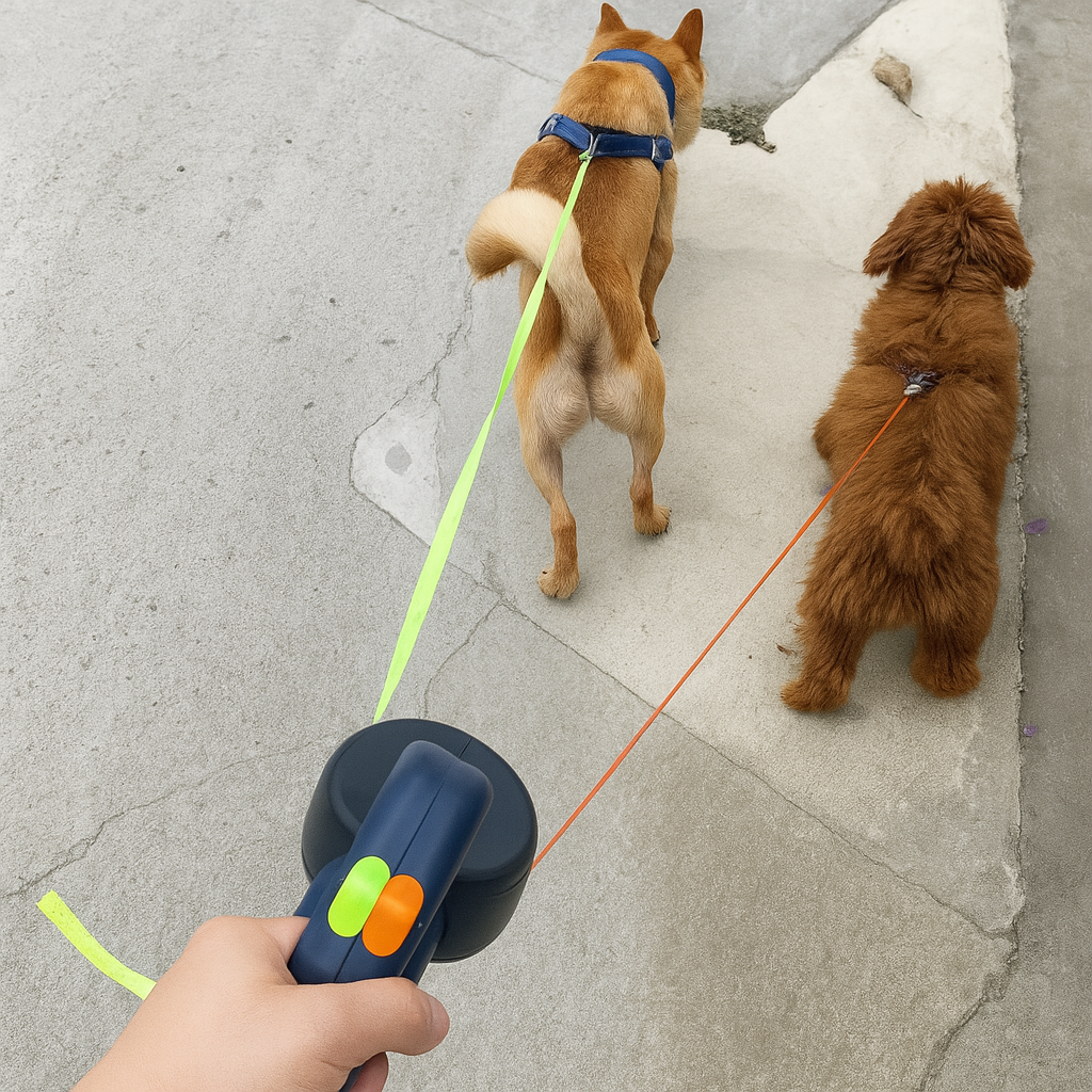 Davy | Dual Retractable Dog Leash with 360 Swivel