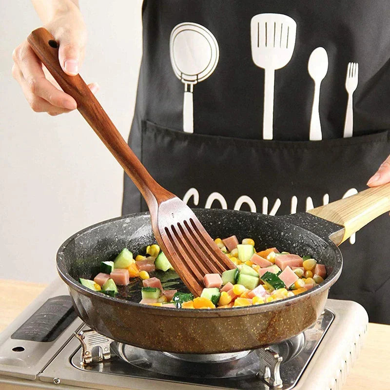 Davy | Wooden Kitchen Utensil Set - Teak Wood Cooking Tools