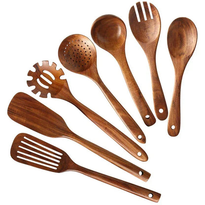 Davy | Wooden Kitchen Utensil Set - Teak Wood Cooking Tools