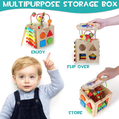 Davy | Montessori Activity Cube - 8 Learning Games for Toddlers 18+ Months
