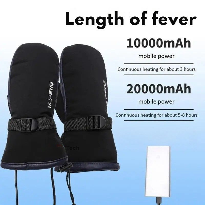 Davy | Electric Heating Gloves | Dual-Sided, 10,000 mAh USB Rechargeable | Waterproof Skiing & Motorcycle