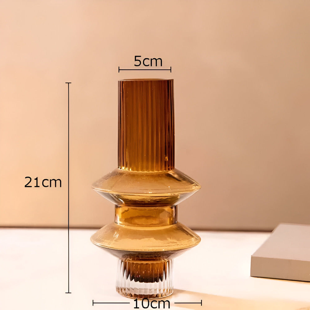 Davy | Amber Glass Art Vase - Modern Statement Decor for Sophisticated Homes