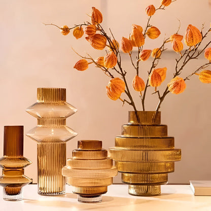 Davy | Amber Glass Art Vase - Modern Statement Decor for Sophisticated Homes