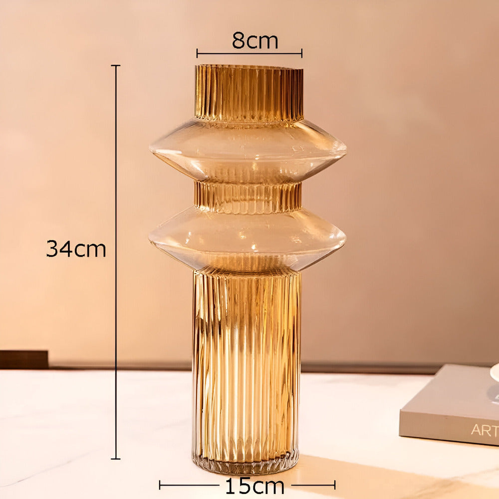 Davy | Amber Glass Art Vase - Modern Statement Decor for Sophisticated Homes