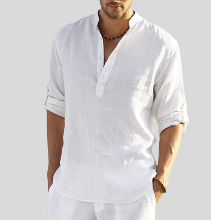 Davy | Men's Relaxed Band Collar Long Sleeve Shirt
