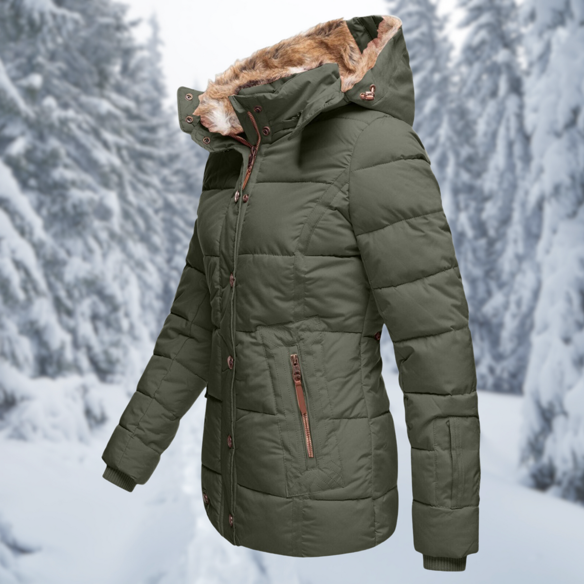 Women's Cozy Fur Hooded Winter Jacket
