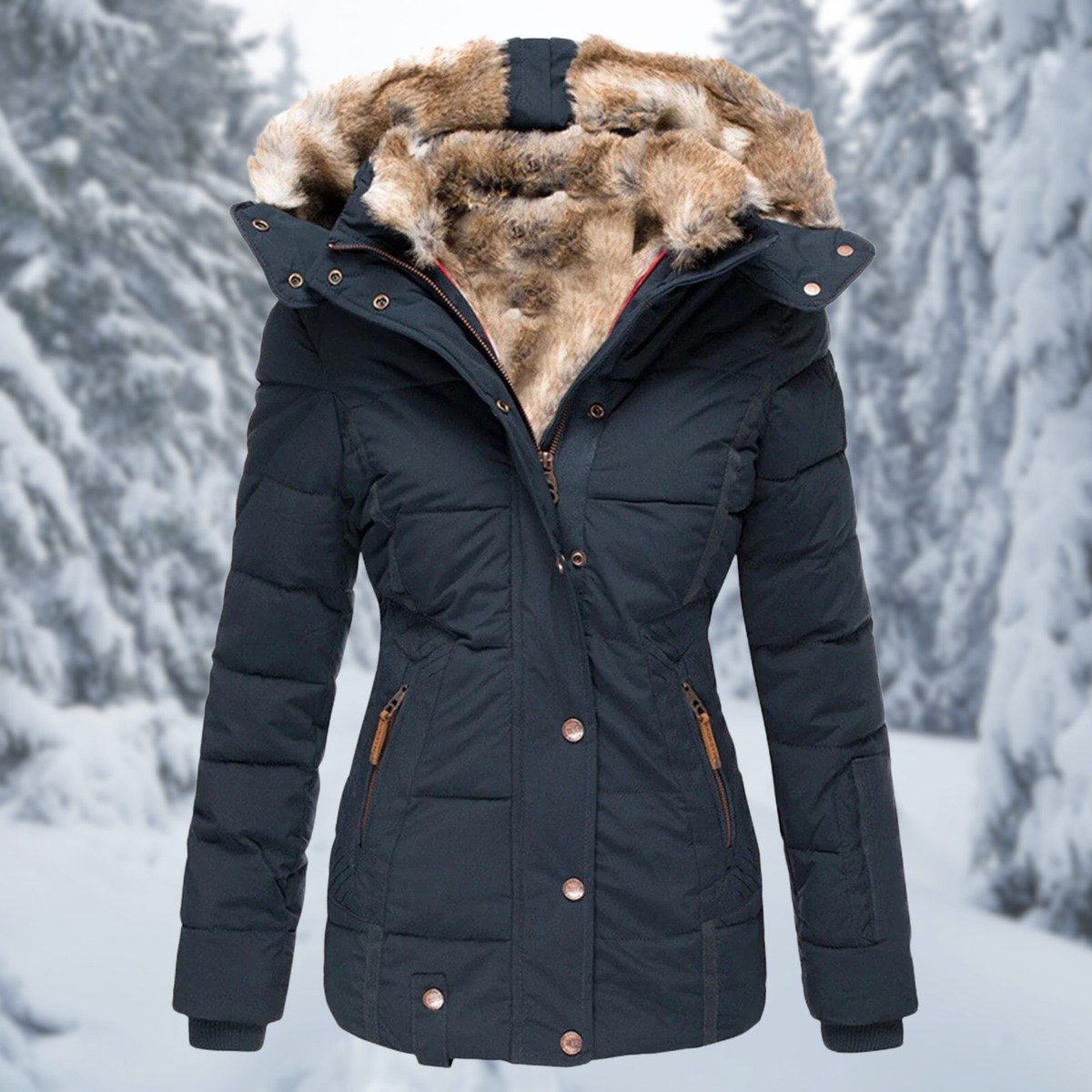 Women's Cozy Fur Hooded Winter Jacket