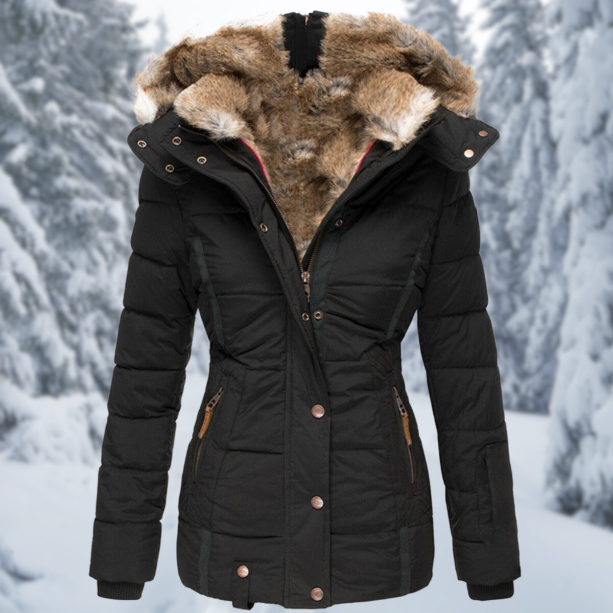 Women's Cozy Fur Hooded Winter Jacket
