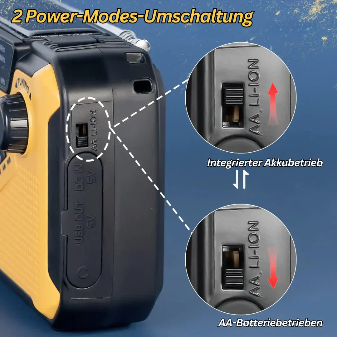 Davy | Hand-Crank Solar Radio with Power Bank & LED Light