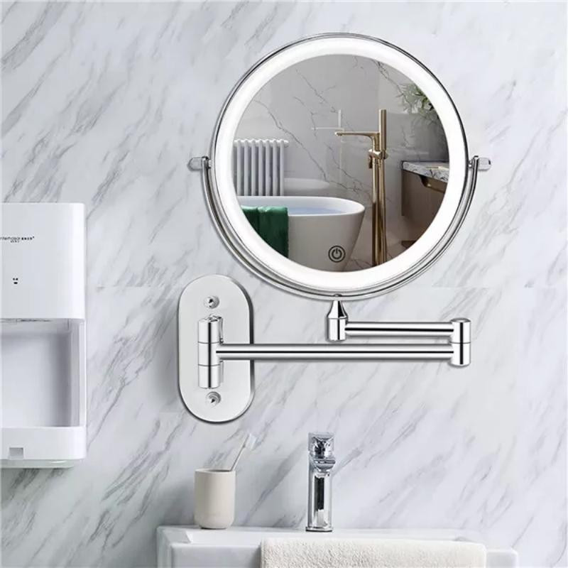 Davy | Enlarged Rechargeable LED Makeup Mirror | Adjustable Brightness, up to 10x Magnification & Portable for Perfect Makeup Application