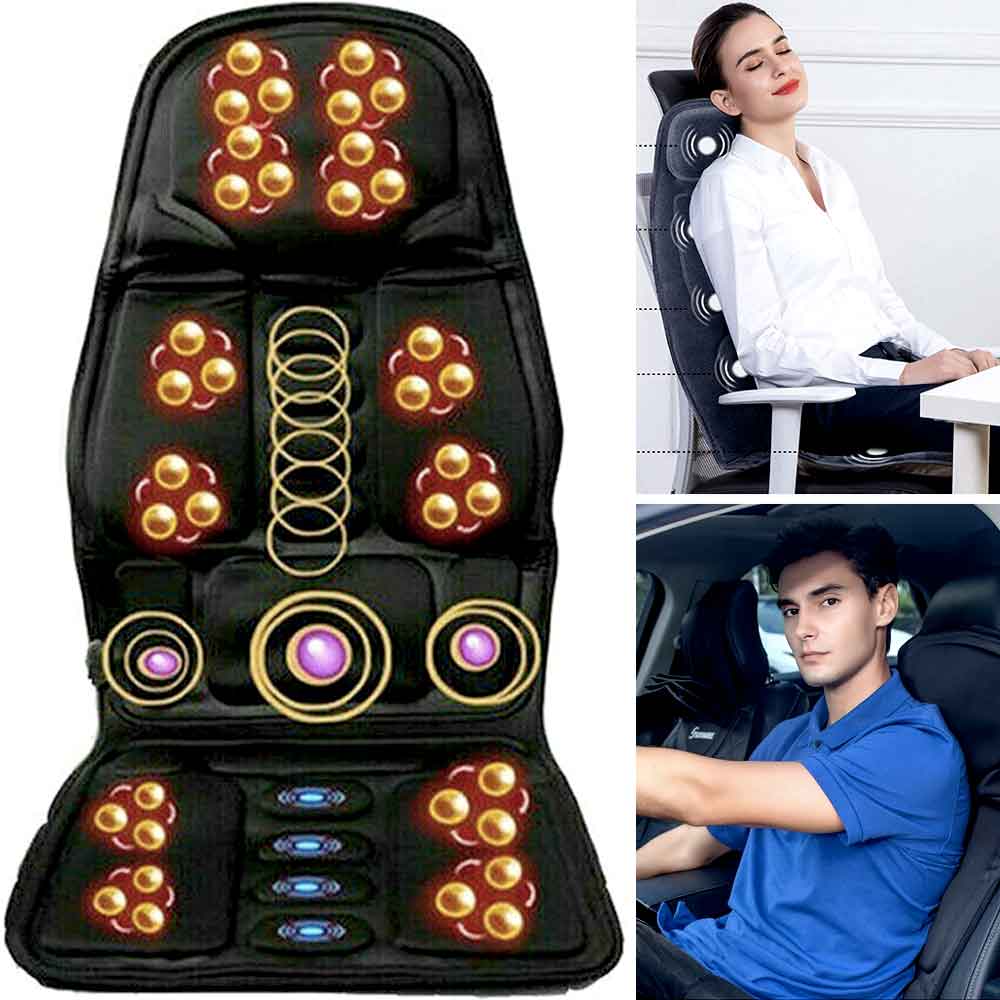 Davy | Ergonomic Massage Seat Cushion | Shiatsu & Vibration Massage for Neck, Back & Thighs | Optional Heat Function | Includes Car Adapter & Remote Control