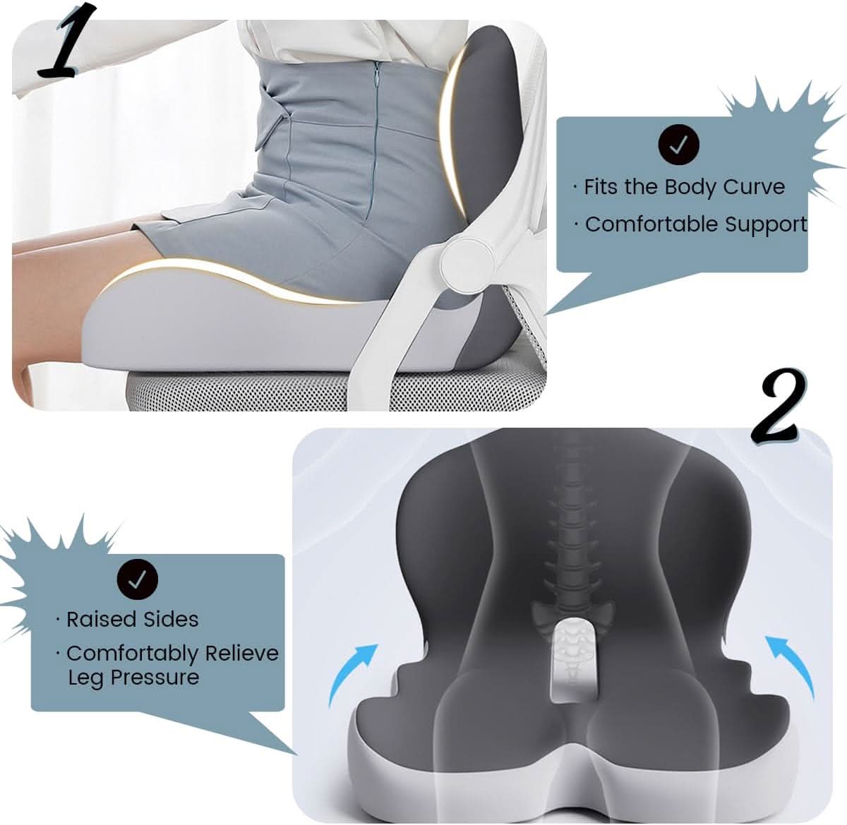 Davy | Ergonomic Seat Cushion with Lumbar Support