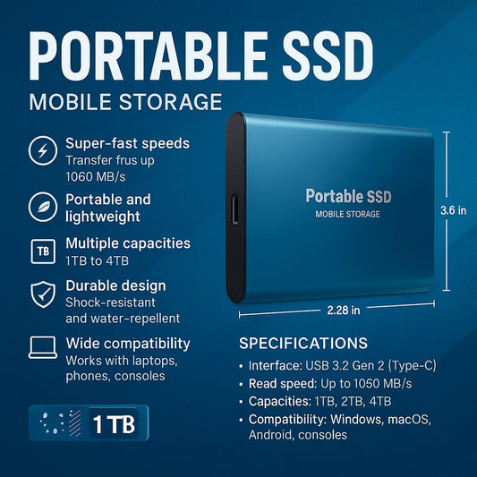 Davy | 128GB Portable Aluminum External SSD Drive