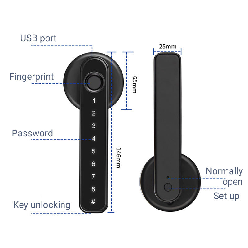 Davy | Fingerprint Smart Door Lock Handle with Bluetooth APP Control
