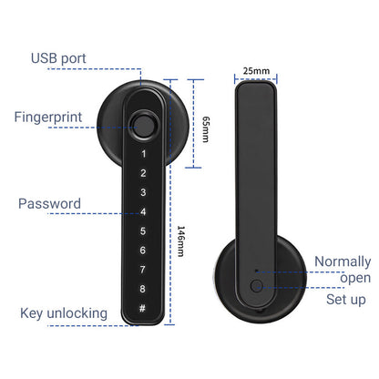 Davy | Fingerprint Smart Door Lock Handle with Bluetooth APP Control