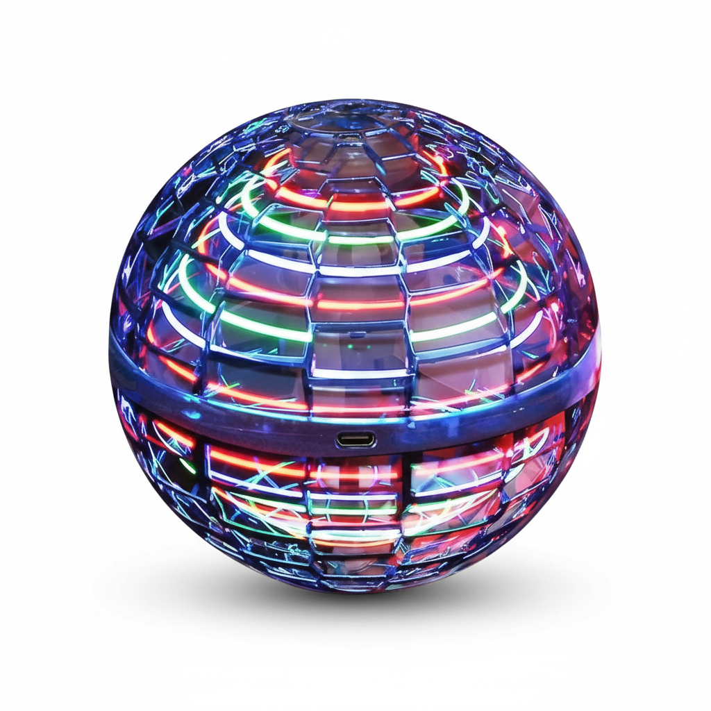 Davy | Flying Orb Ball | Aerodynamic 360° Flying Device | Intelligent Gyroscopic Stabilization | Shock-Resistant Polypropylene Structure | USB Fast Charging | LED Effects