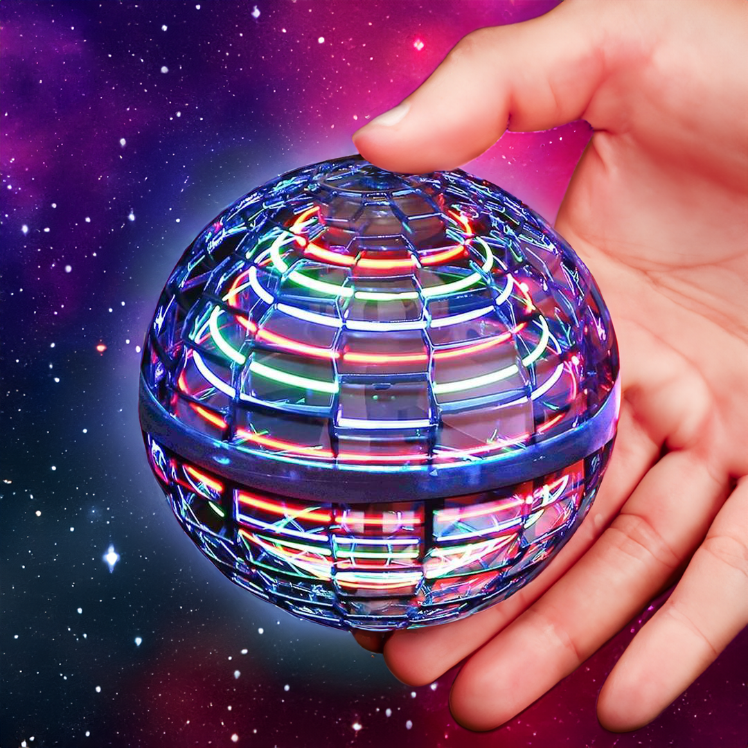 Davy | Flying Orb Ball | Aerodynamic 360° Flying Device | Intelligent Gyroscopic Stabilization | Shock-Resistant Polypropylene Structure | USB Fast Charging | LED Effects