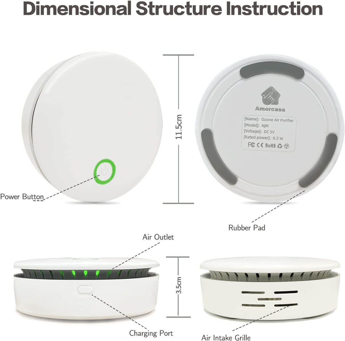 Davy | FreshAir Ozone Odor Eliminator – Portable Air Purifier for Smoke, Pet Odors & Household Smells