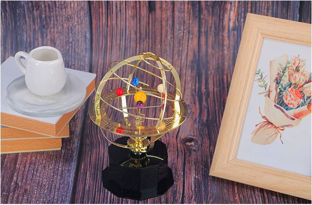 Davy | Grand Orrery Model Handcrafted Mechanical Brass Solar System Replica (5 Planets)
