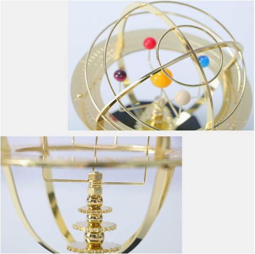 Davy | Grand Orrery Model Handcrafted Mechanical Brass Solar System Replica (5 Planets)