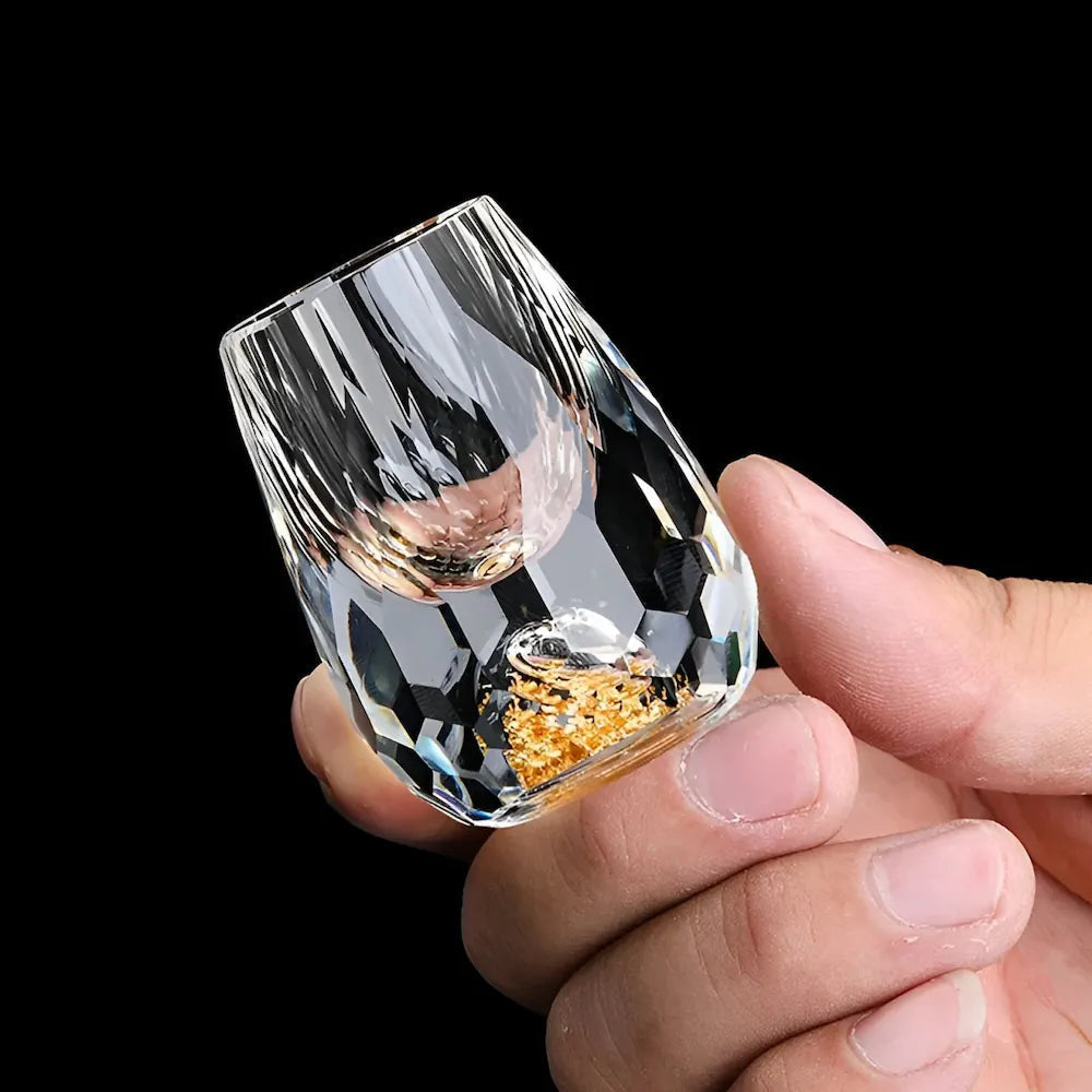 Davy | Handmade Crystal Glasses with Gold Flakes – 2-Pack for Whisky