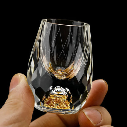 Davy | Handmade Crystal Glasses with Gold Flakes – 2-Pack for Whisky