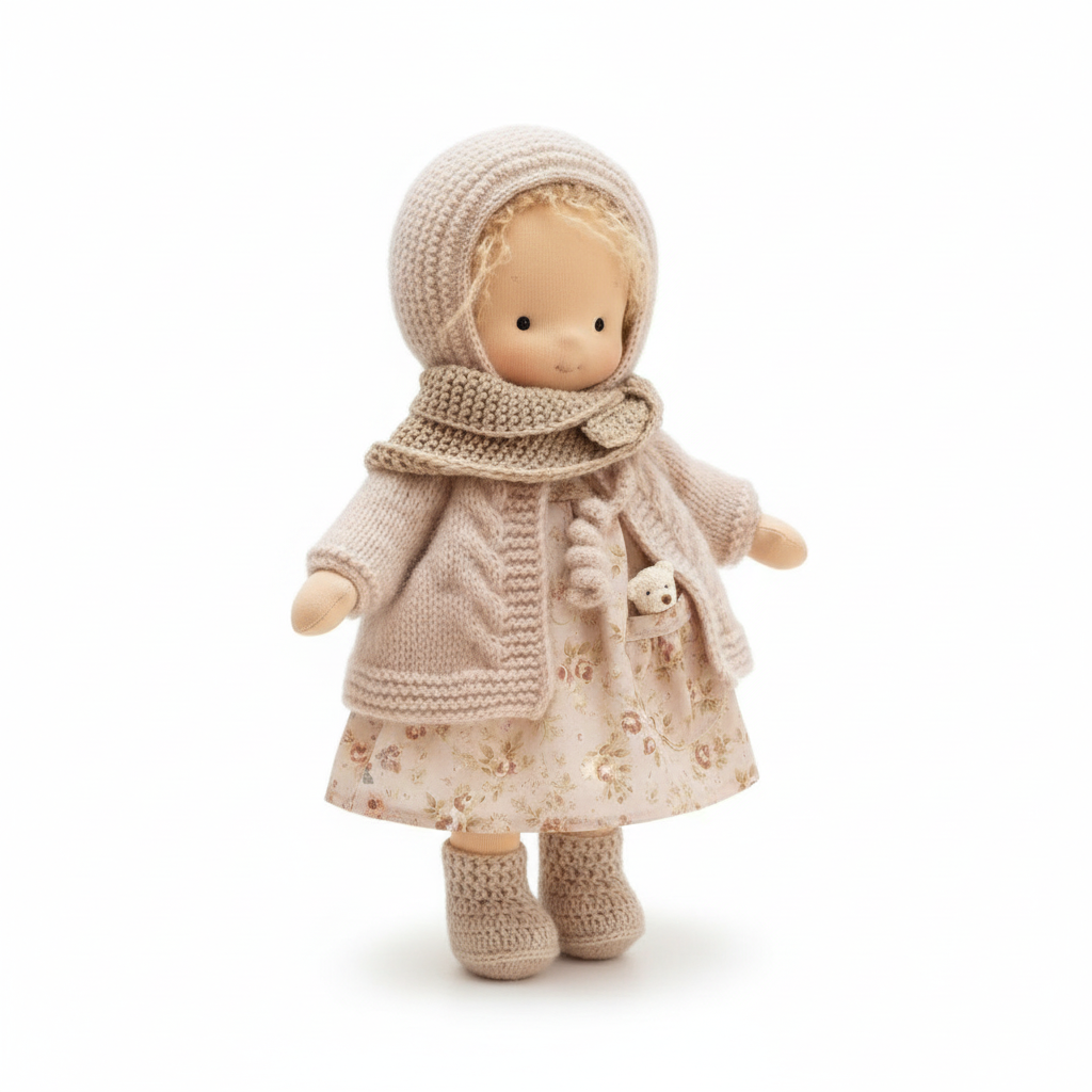 Davy | Handmade Waldorf Doll "Poppi" | 35cm | Organic Cotton & Hypoallergenic Textiles | Educational Toy | Sensory Stimulation