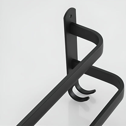 Davy | HangEase 3-Tier Towel Holder – Black Wall-Mounted Aluminum Rack Without Drilling
