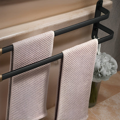 Davy | HangEase 3-Tier Towel Holder – Black Wall-Mounted Aluminum Rack Without Drilling