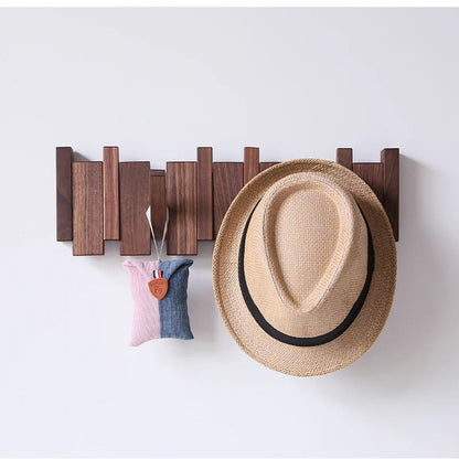 Davy | PianoStyle Wall Hook Rack | Solid Wood Entryway Organizer