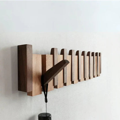 Davy | PianoStyle Wall Hook Rack | Solid Wood Entryway Organizer