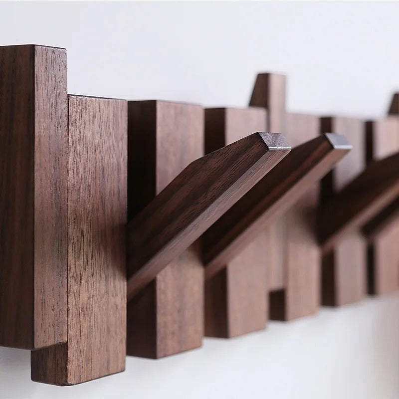 Davy | PianoStyle Wall Hook Rack | Solid Wood Entryway Organizer