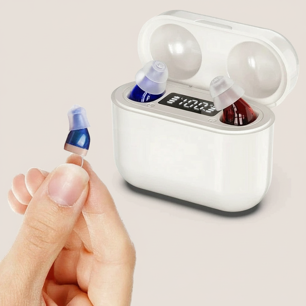 Davy | HearPro ITC Hearing Aids | Rechargeable | Noise Cancelling | Discreet In-Ear | 20hr Use | Charging Case