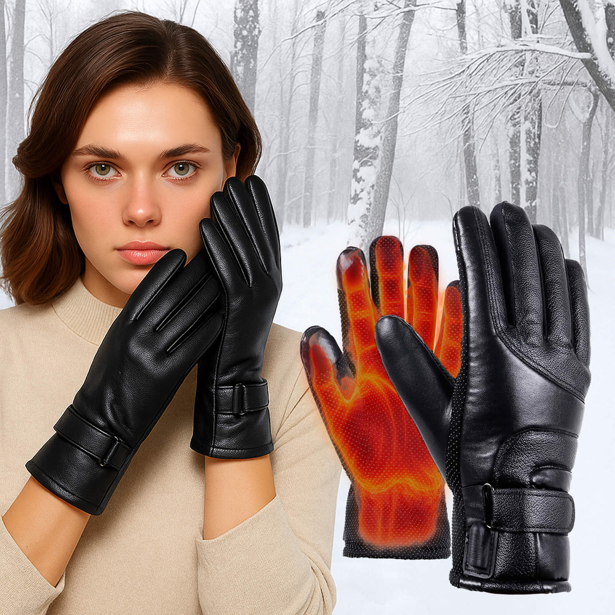Davy | Heated Gloves for Women UK – Ladies Thermal Waterproof Winter Gloves with Touch Screen & USB Rechargeable Warm Design