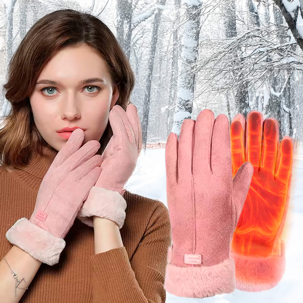 Davy | Heated Gloves for Women UK – Ladies Thermal Waterproof Winter Gloves with Touch Screen & USB Rechargeable Warm Design