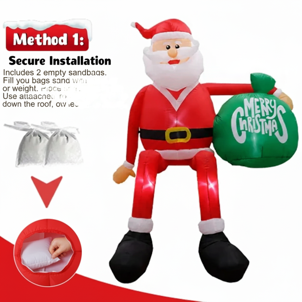 Davy | Inflatable LED Climbing Santa Claus | 2.4 m Tall | Outdoor