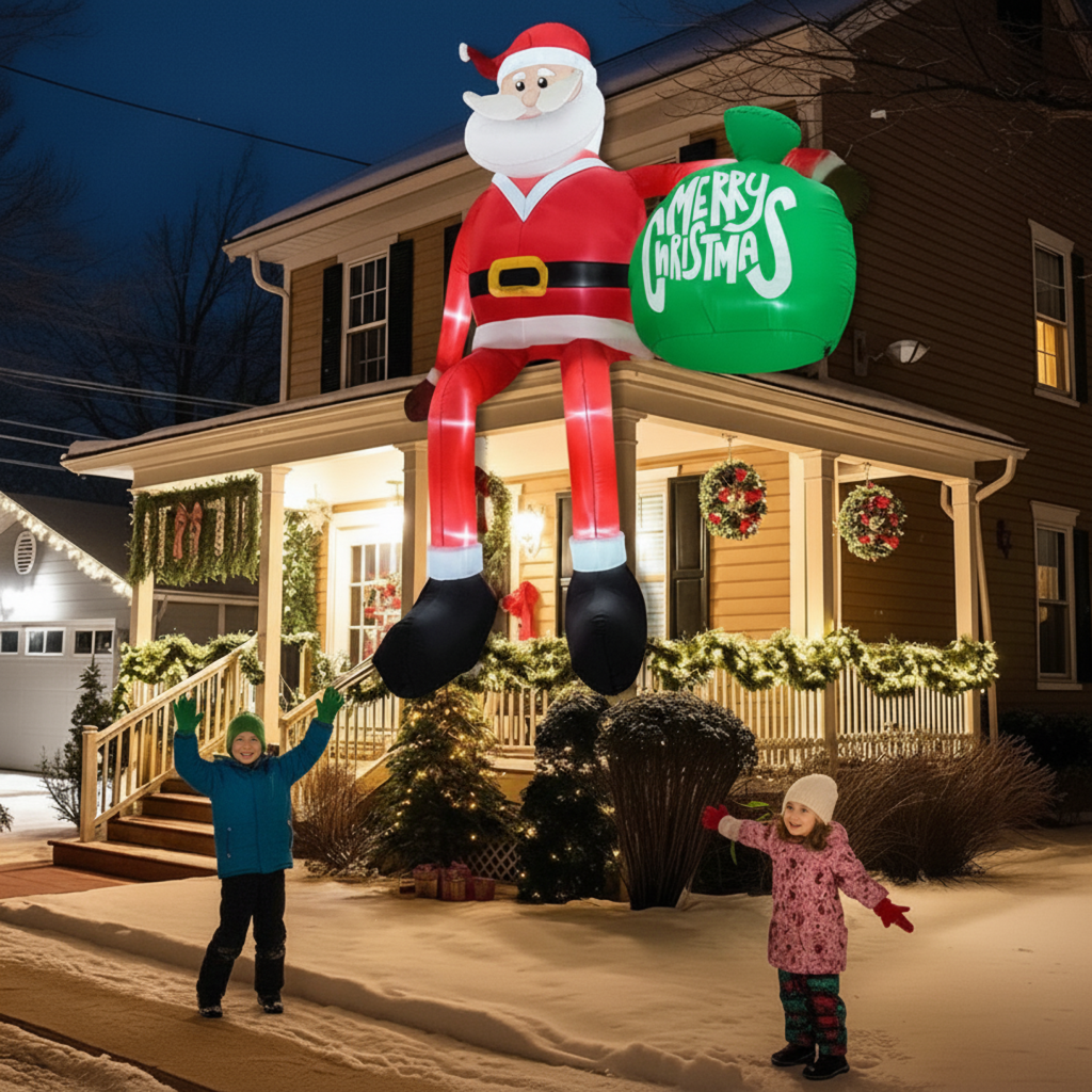 Davy | Inflatable LED Climbing Santa Claus | 2.4 m Tall | Outdoor