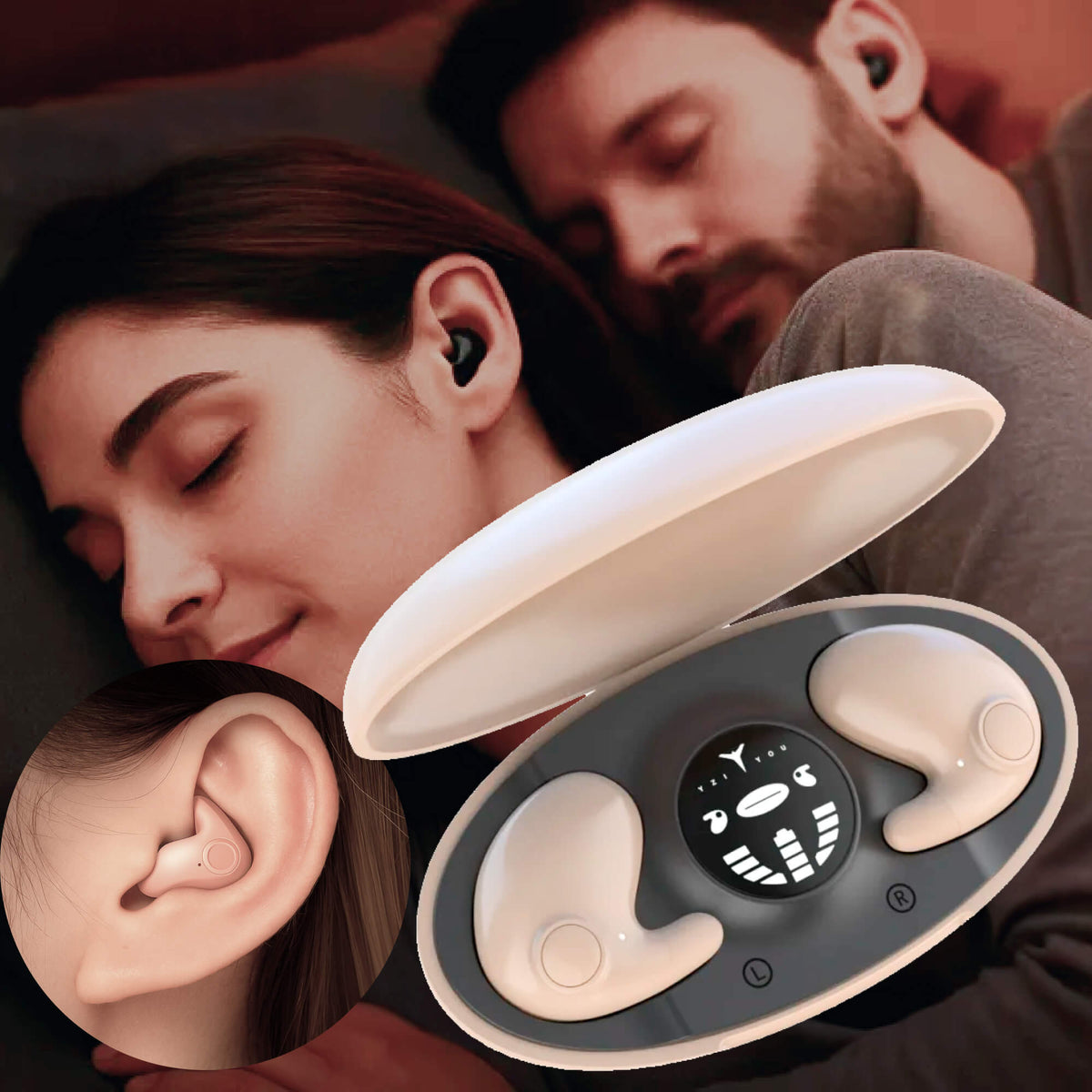 Davy | Invisible Wireless Sleep Headphones | IPX5 Waterproof, Bluetooth 5.3 for Comfortable Sleep and Relaxation