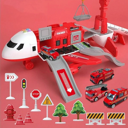Davy | Kids Deformable Airplane Storage Playset with Cars