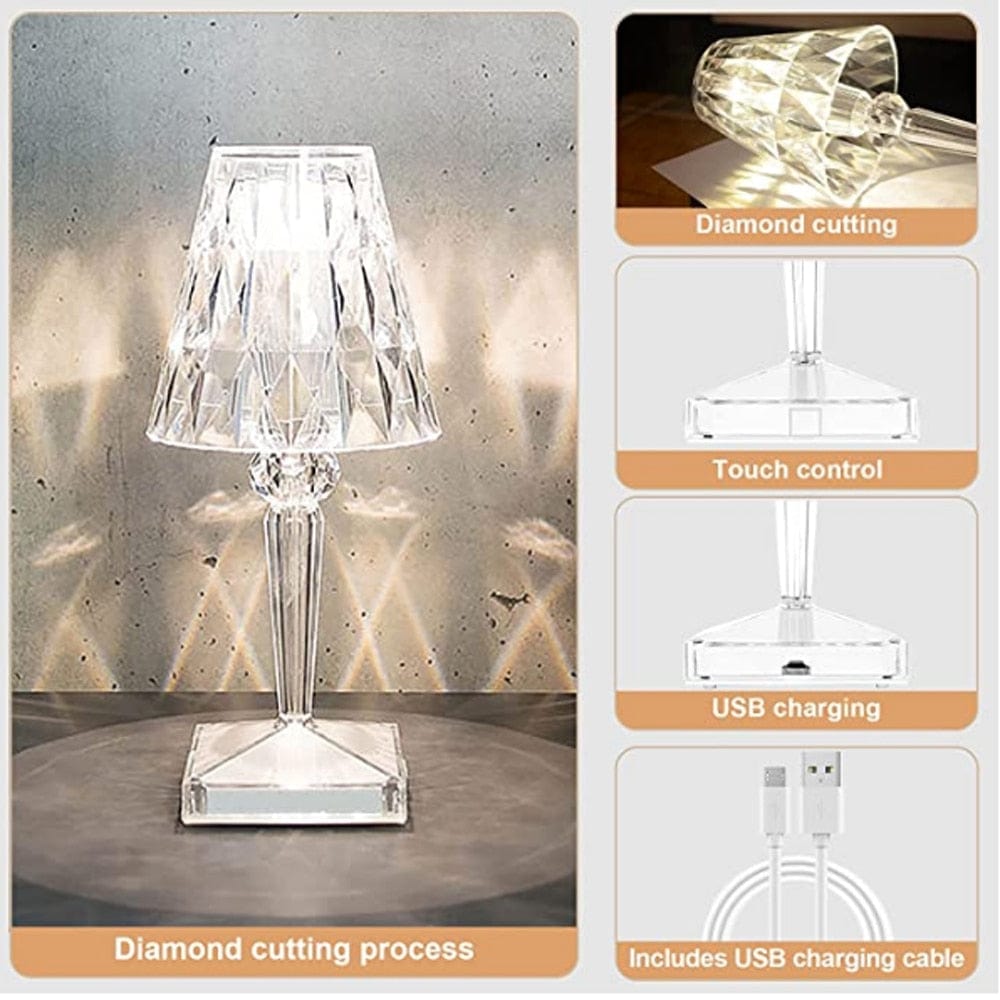 Davy | Crystal Touch Table Lamp | Rechargeable LED Accent Light