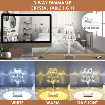 Davy | Crystal Touch Table Lamp | Rechargeable LED Accent Light