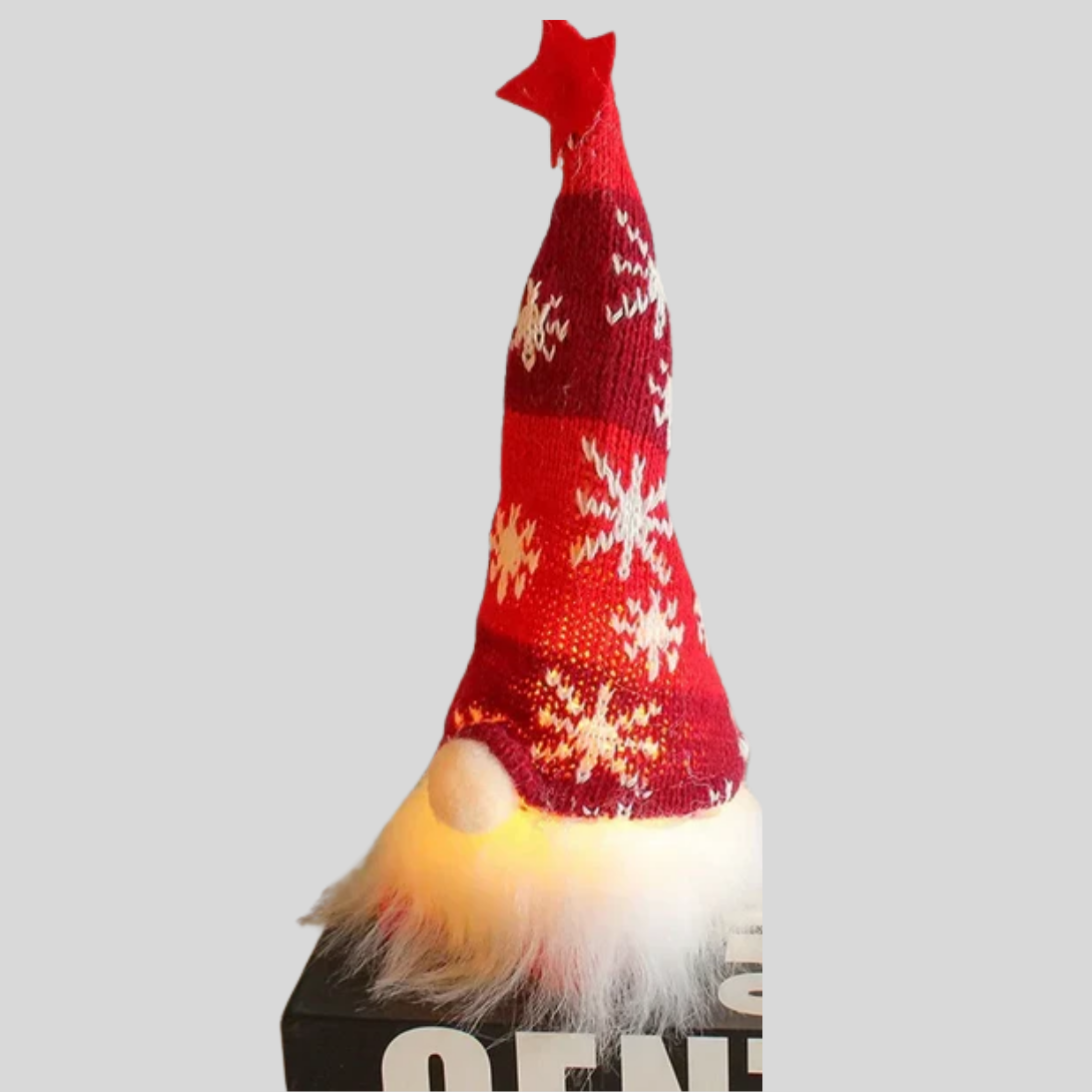Davy | LED Gnome Ornament with Knitted Snowflake Hat