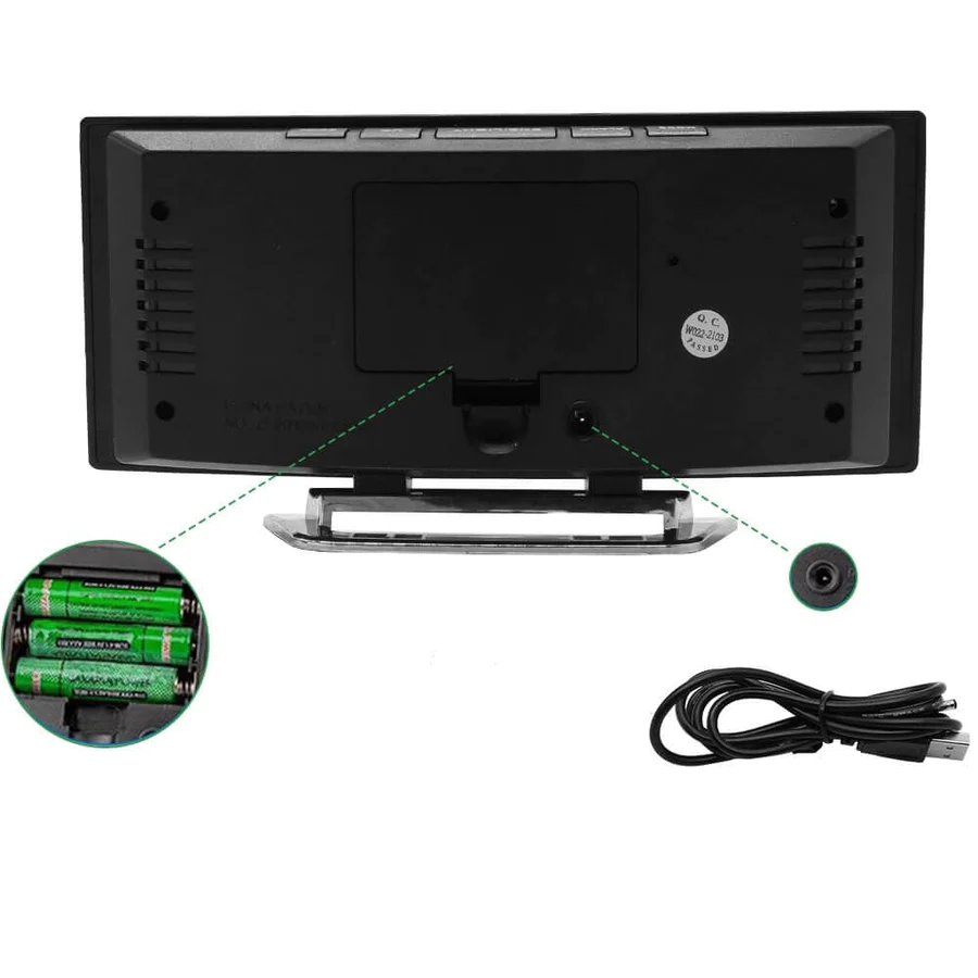 Davy | LED Lighting Large Digital Display | Curved LED Digital Alarm Clock - Amedea