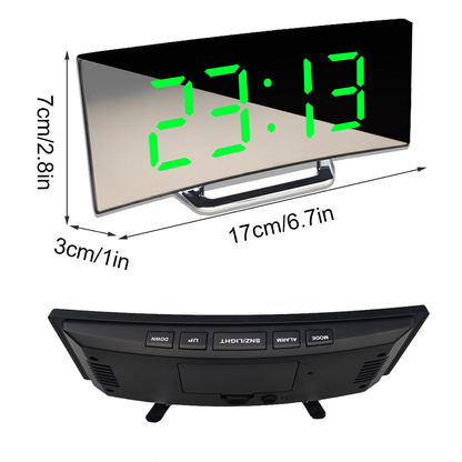 Davy | LED Lighting Large Digital Display | Curved LED Digital Alarm Clock - Amedea