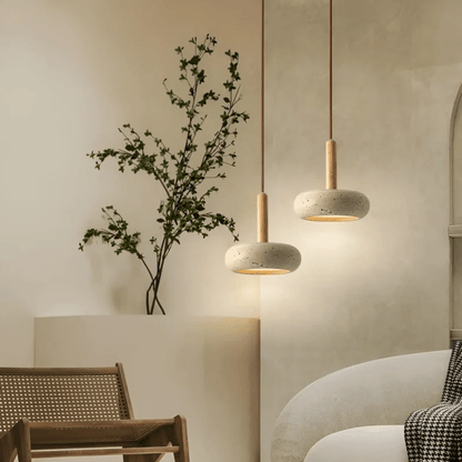 Davy | Wood & Stone Retro Pendant Light for Cozy Ambiance