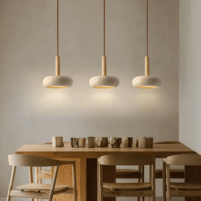 Davy | Wood & Stone Retro Pendant Light for Cozy Ambiance