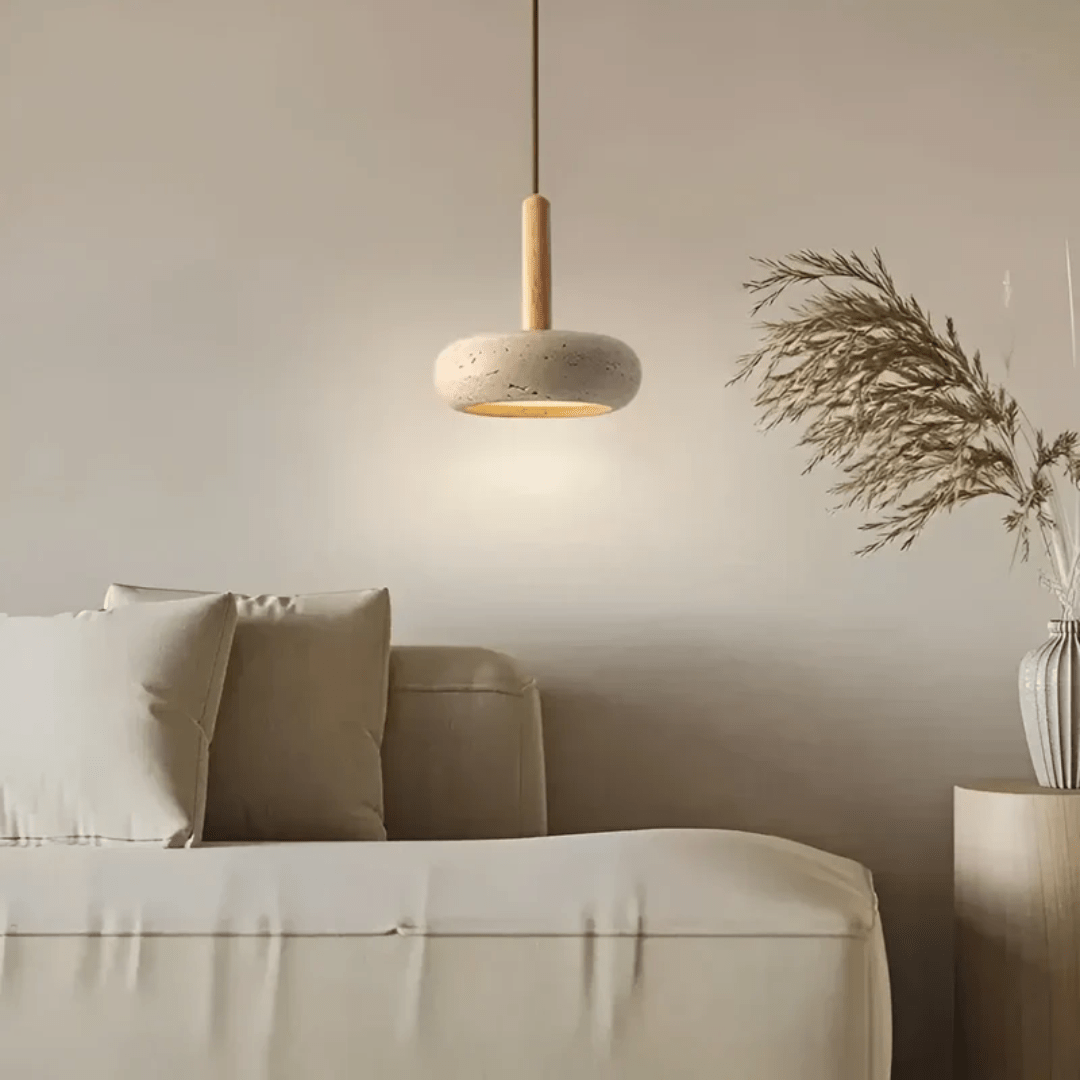 Davy | Wood & Stone Retro Pendant Light for Cozy Ambiance
