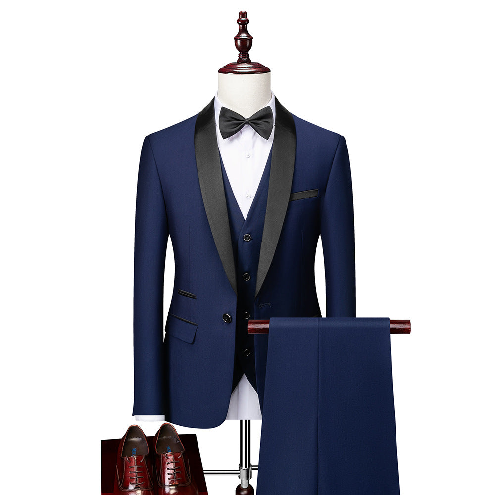 Davy | Men's Polished Shawl Lapel 3-Piece Suit