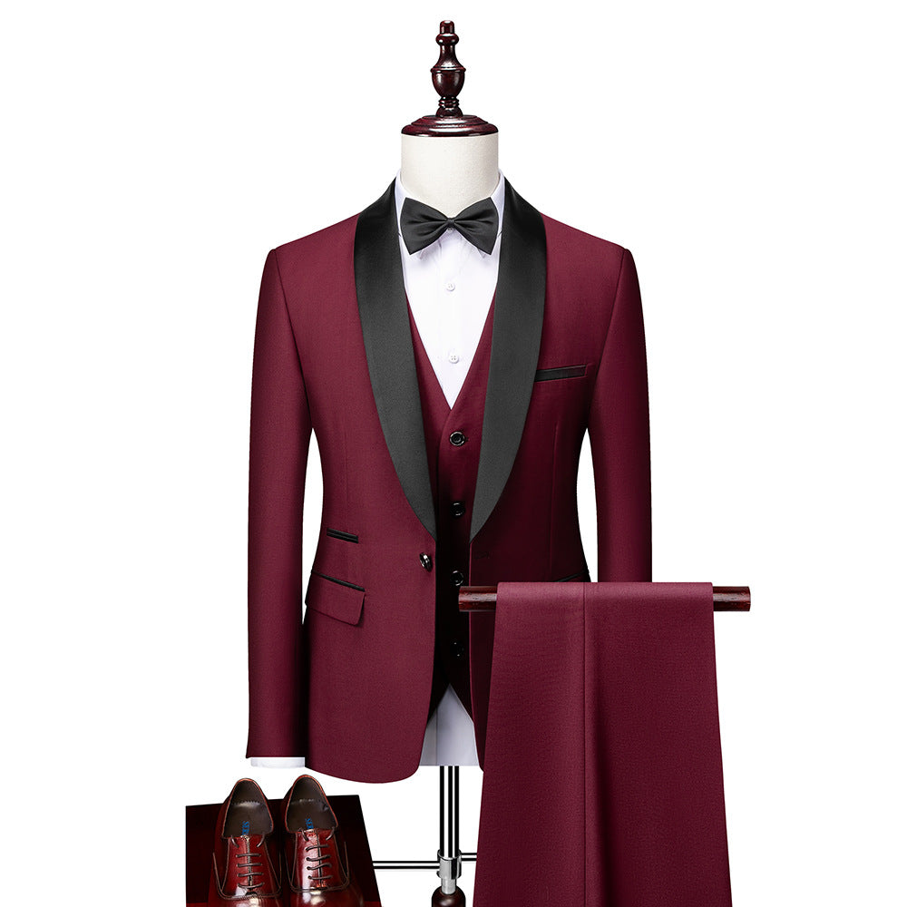 Davy | Men's Polished Shawl Lapel 3-Piece Suit